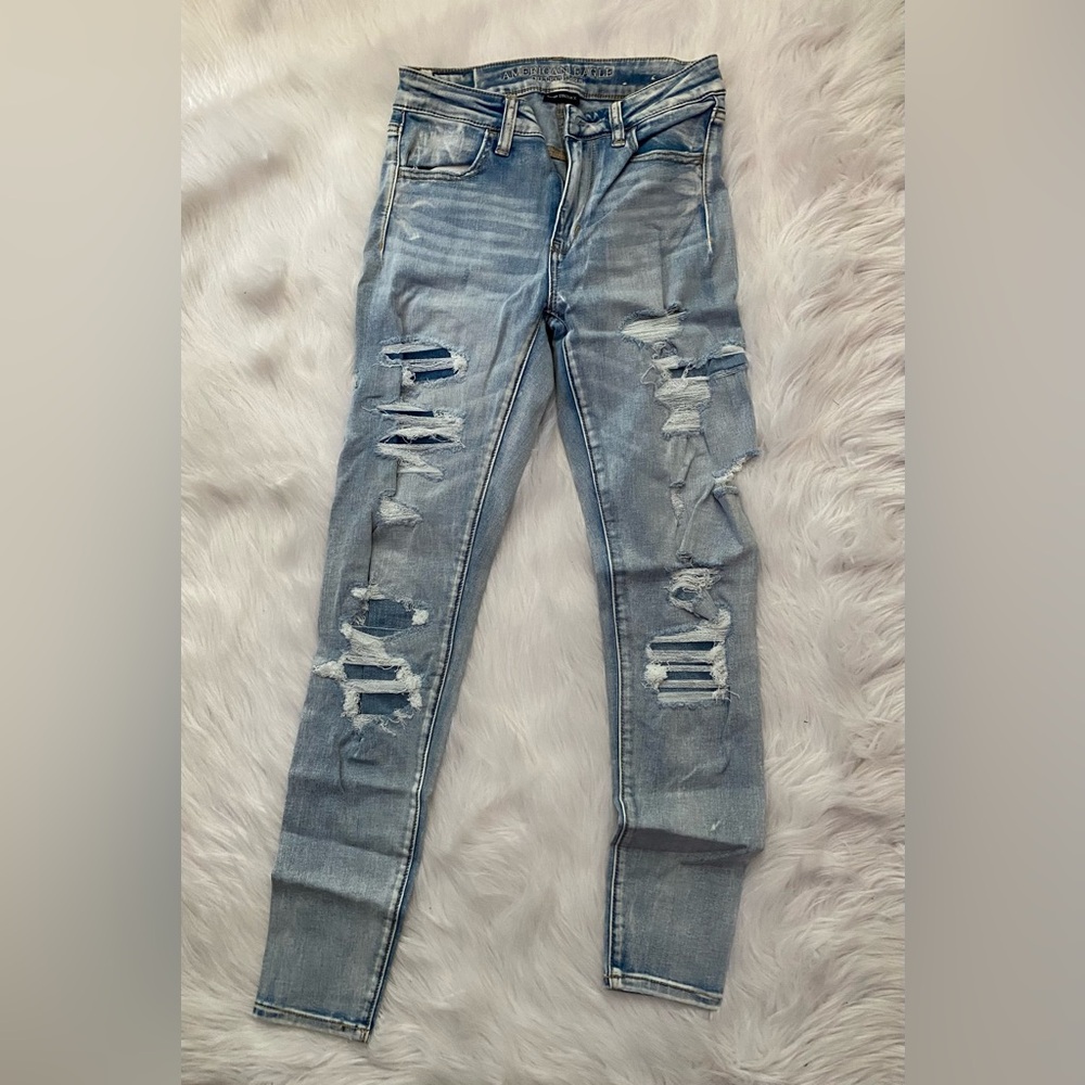 American Eagle Outfitters Ripped Light Blue Skinny Jeans